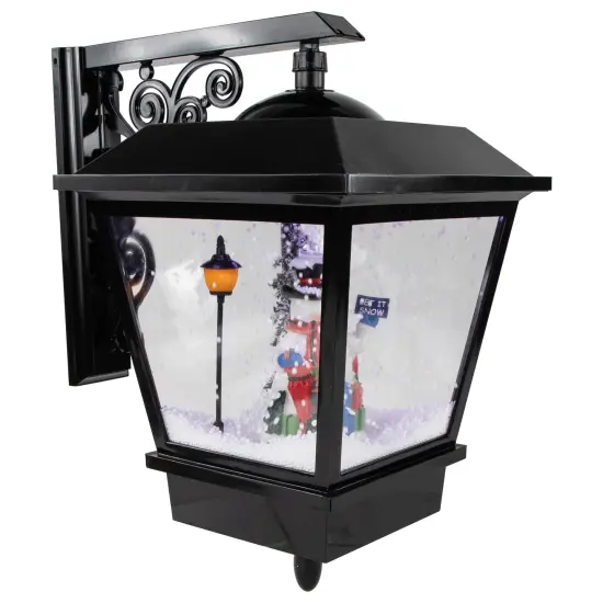 Northlight 17.75" Lighted and Musical Wall Mounted Snowing Christmas Street Lamp Black {7}