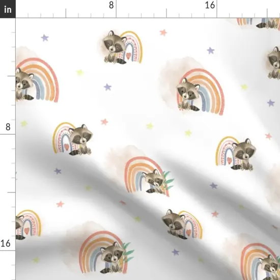 Various Fabrics by the Yard or Fat Quarter Woodland Nursery Cute Raccoons Watercolor Rainbow Kids Forest Animals Baby Custom Printed Fabric by Spoonflower {2}