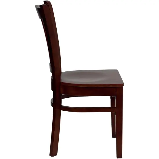Emma and Oliver Vertical Slat Back Wooden Restaurant Dining Chair Mahogany/Mahogany {4}