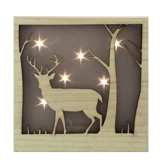 Northlight LED Lighted Deer with Stars Wooden Christmas Box - 9.75" Brown {1}