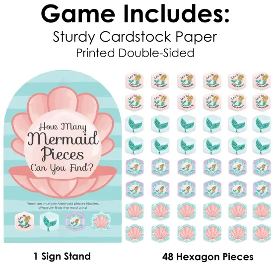Big Dot of Happiness Let&rsquo;s Be Mermaids - Baby Shower or Birthday Party Scavenger Hunt - 1 Stand and 48 Game Pieces - Hide and Find Game {6}