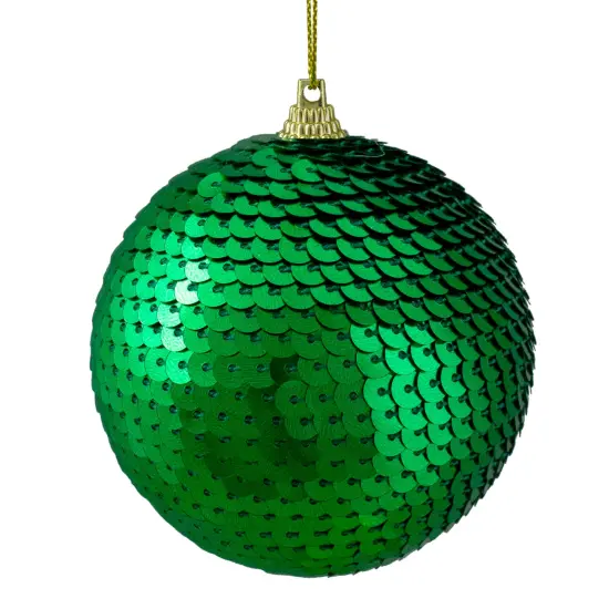 Northlight 3" Green Sequin Shatterproof Ball Christmas Ornament {1}