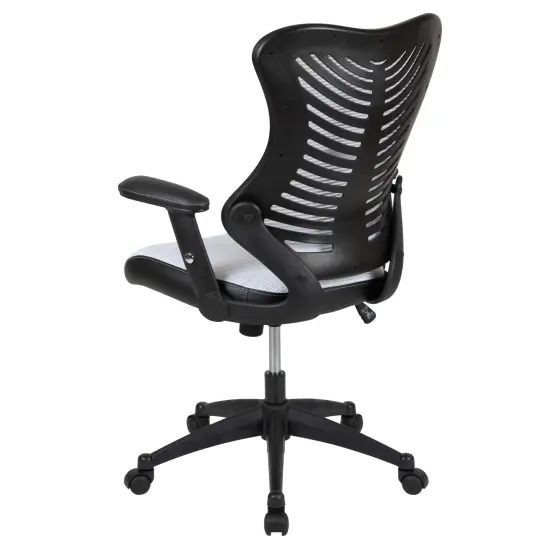 Emma and Oliver High Back Designer Mesh Executive Ergonomic Office Chair w/ Adjustable Arms White Mesh {4}