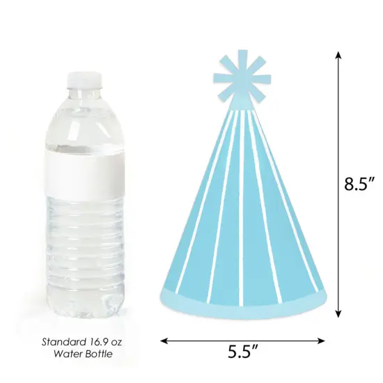 Big Dot of Happiness Blue Stripes - Cone Happy Birthday Party Hats for Kids and Adults - Set of 8 (Standard Size) {4}