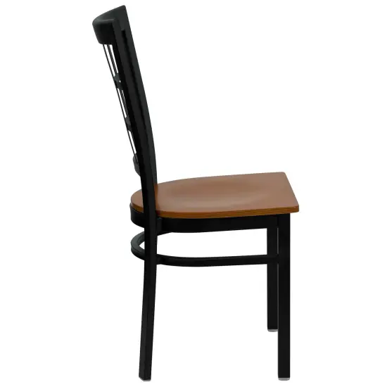 Emma and Oliver Window Back Metal Restaurant Dining Chair Cherry/BlackMetal {4}