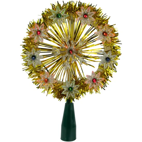 Northlight 7" Pre-Lit Gold Snowflake Starburst Christmas Tree Topper - Clear Lights {1}