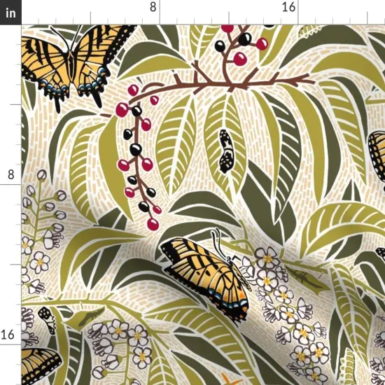 Various Fabrics by the Yard or Fat Quarter Butterfly Botanical Floral Swallowtail Butterflies Large Scale Custom Printed Fabric by Spoonflower {2}