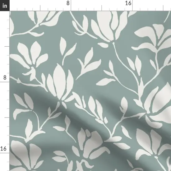Various Fabrics by the Yard or Fat Quarter Modern Floral Large Scale Sage Green Elegant Custom Printed Fabric by Spoonflower {2}