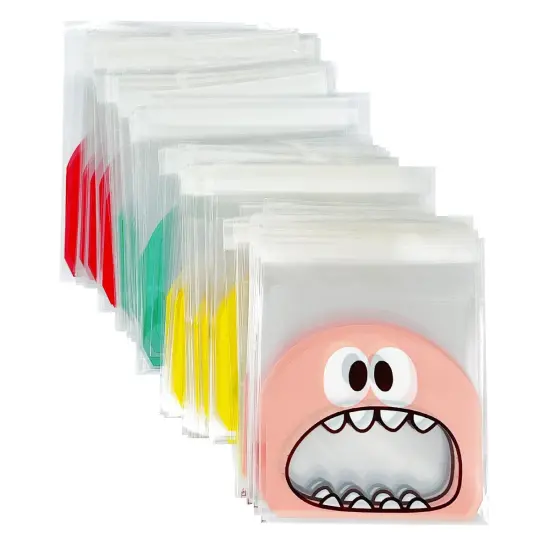 Wrapables Transparent Self-Adhesive 4" x 4" Candy and Cookie Bags, Favor Treat Bags for Parties and Wedding (200pcs) Cookie Gobbler {2}