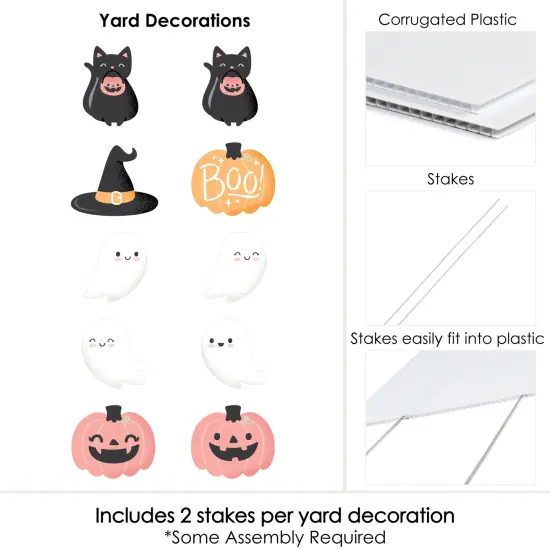 Big Dot of Happiness Pastel Halloween - Ghost, Pumpkin, Cat and Hat Lawn Decorations - Outdoor Pink Pumpkin Party Yard Decorations - 10 Piece {7}