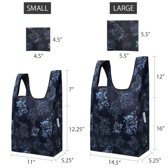 Wrapables JoliBag Collection Reusable Shopping Bag (Set of 2) Black Rose Shadow {2}