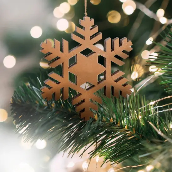 Allstate 18.5" Winter Light Country Rustic Silver Glitter Snowflake Decorative Christmas Ornament Brown {3}