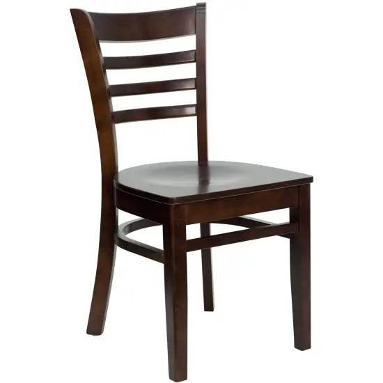 Emma and Oliver Ladder Back Wooden Restaurant Dining Chair WalnutSeat/Walnut {1}
