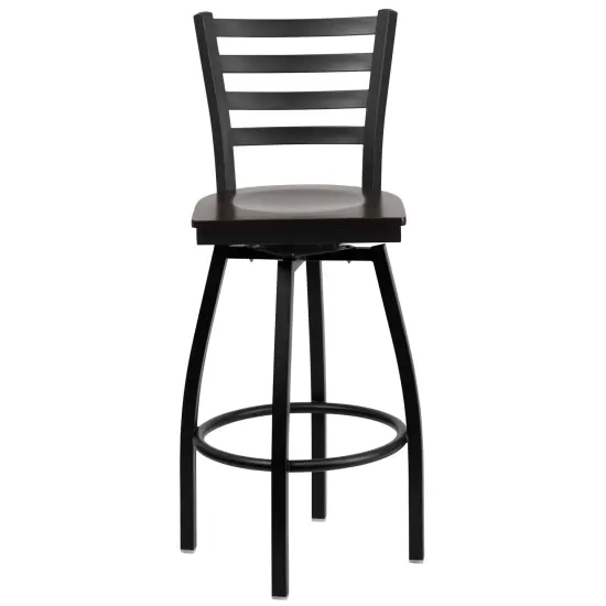Emma and Oliver Ladder Back Swivel Metal Restaurant Dining Barstool Cherry/BlackMetal {8}