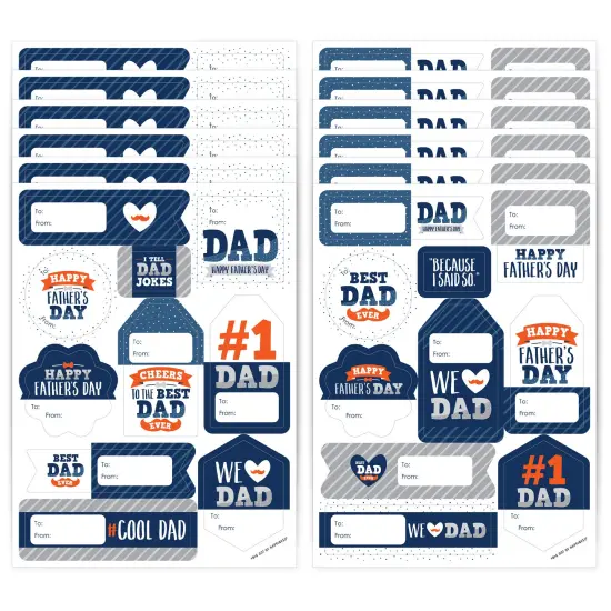 Big Dot of Happiness Happy Father's Day - Assorted We Love Dad Party Gift Tag Labels - To and From Stickers - 12 Sheets - 120 Stickers {1}