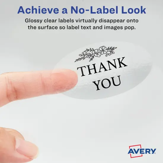 Avery Printable Blank Oval Labels, 1.5" x 2.5", Glossy Crystal Clear, 180 Customizable Labels (22854) {2}