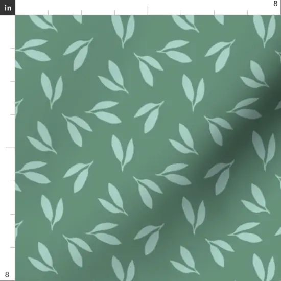Various Fabrics by the Yard or Fat Quarter Simple Botanical Jade Green Minimal Garden Ditsy Leaf Custom Printed Fabric by Spoonflower {4}