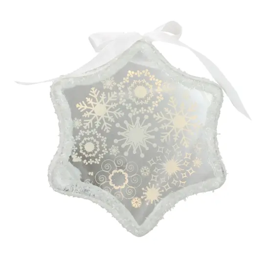 Northlight Pre-Lit LED Sparkle Snowflake Scene Christmas Ornament - 9" - White {1}