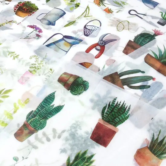 Wrapables Washi Stickers Sets for Scrapbooking, DIY Crafts for Stationery, Diary, Card Making 18, Cactus & Flowers {8}
