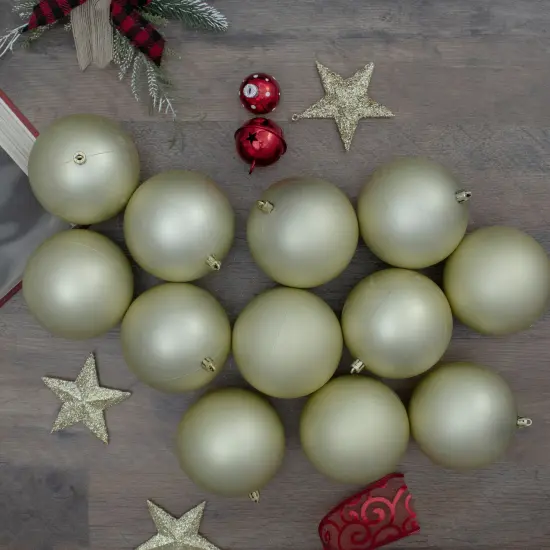 Northlight Shatterproof Matte Christmas Ball Ornaments - 4" - Champagne Gold - 12ct {3}
