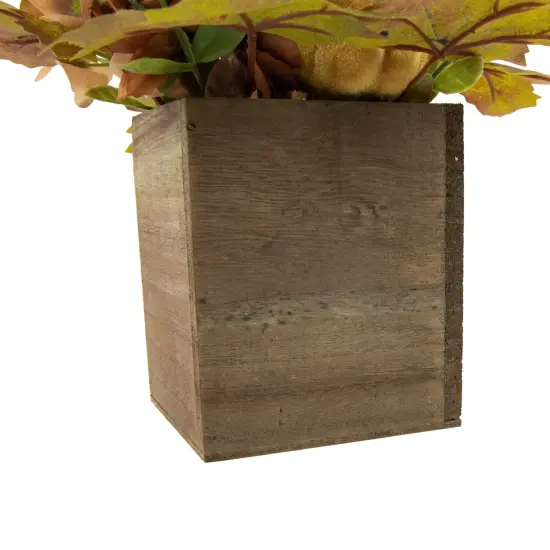 Northlight Floral and Pumpkin Wooden Box Fall Harvest Decoration - 10" x 8" - Orange and Brown {7}