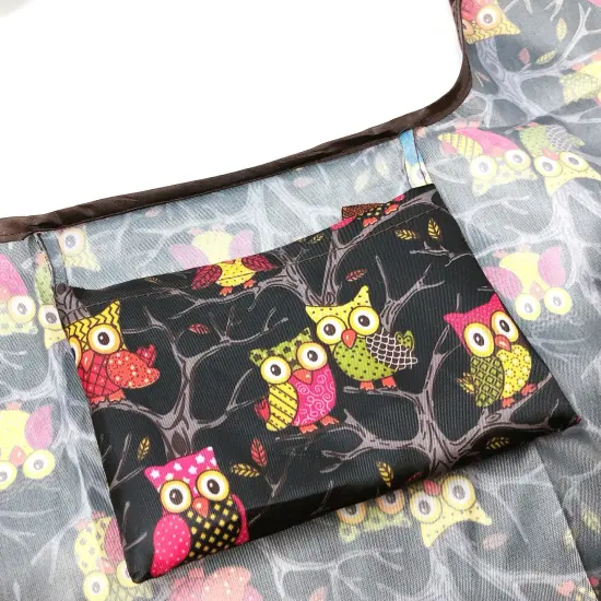 Wrapables Large & Small Foldable Tote Nylon Reusable Grocery Bags, Set of 2 Owls {4}