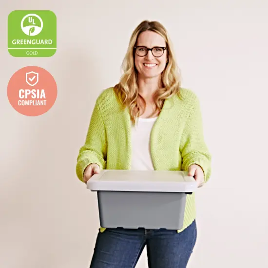 Square Bin with Lid, Storage Containers, 2-Pack Grey {6}