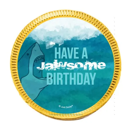 84 Pcs Shark Kid's Birthday Candy Party Favors Chocolate Coins with Gold Foil {3}