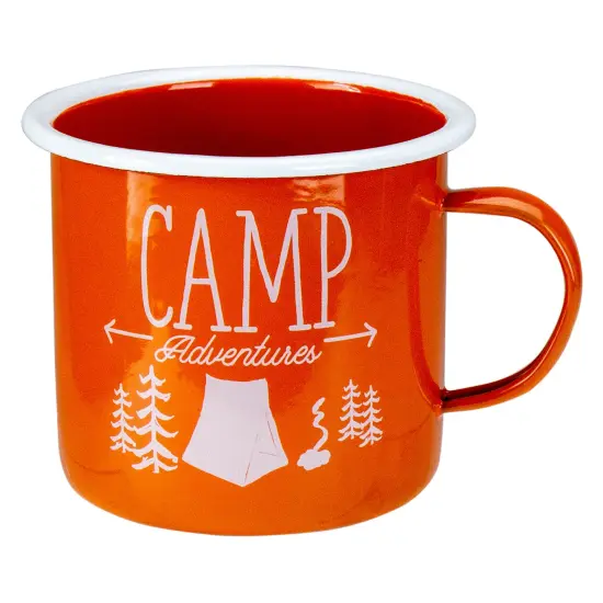 Raz 5.5&rdquo; Orange and White Camp Adventures Mug {1}
