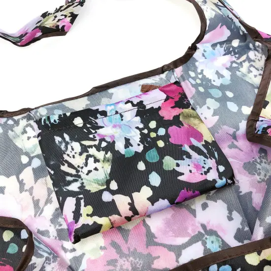 Wrapables Large & Small Foldable Tote Nylon Reusable Grocery Bags, Set of 2 Violet Flowers {4}