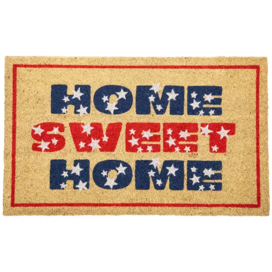 Northlight Red and Blue Americana Home Sweet Home Coir Outdoor Doormat 18" x 30" {1}