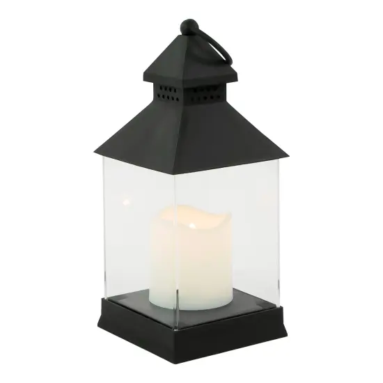 Northlight Candle Lantern with Flameless LED Candle - 9.5" - Black {1}