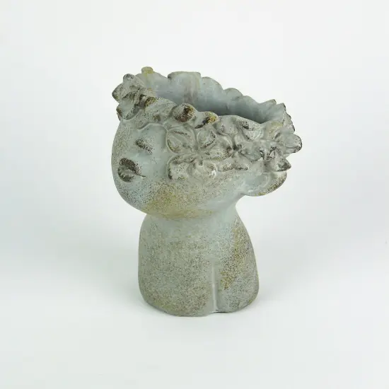 Pucker Up Junior Kissing Face Weathered Finish Concrete Head Mini Planter {3}