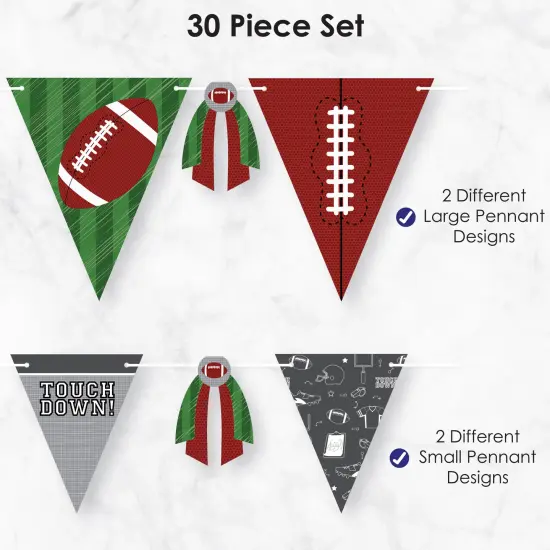 Big Dot of Happiness End Zone - Football - DIY Baby Shower or Birthday Party Pennant Garland Decoration - Triangle Banner - 30 Pieces {6}