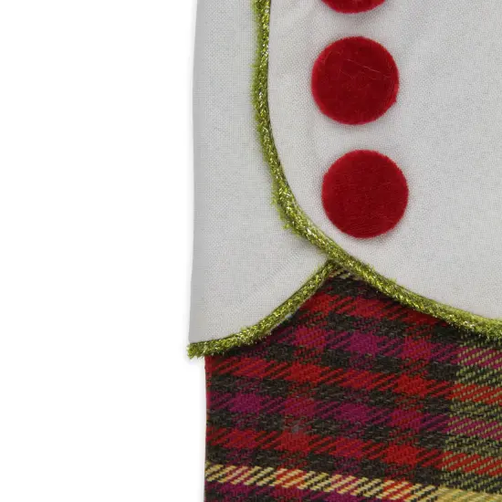Northlight 19" Multi-Color Plaid Christmas Stocking with Green and Yellow Trim and Red Buttons {3}