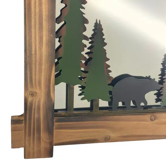 26-Inch High Black Bears Wood and Metal Wall Mirror Cabin Home Bedroom Decor {4}