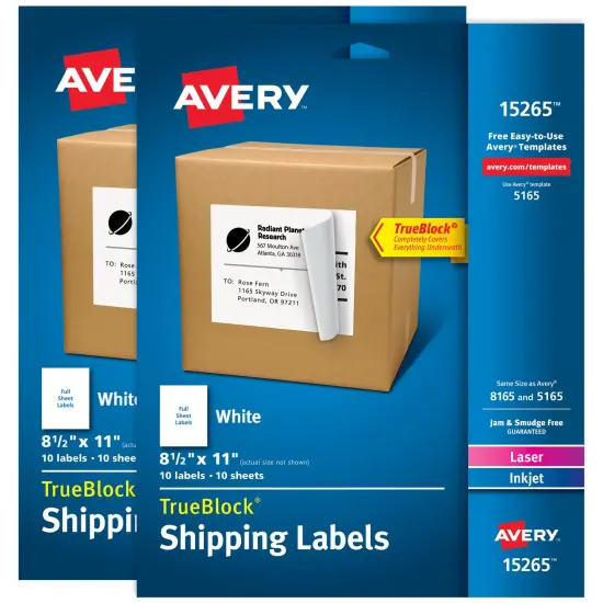 Avery Internet Shipping Labels, 8-1/2" x 11", (2 Pack of 15265) {1}