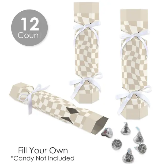 Big Dot of Happiness Tan Checkered Party - No Snap Party Table Favors - DIY Cracker Boxes - Set of 12 {4}