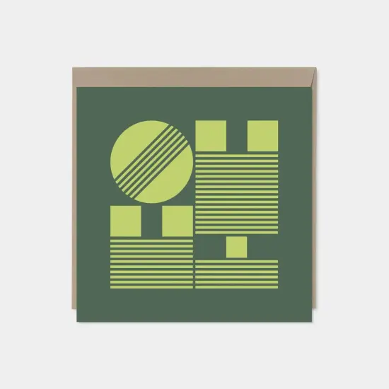 Oh Hi! Modern Geo Typography Card, Green {1}