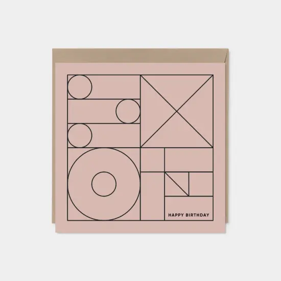 Geo Modern Line Art Card II, Happy {1}