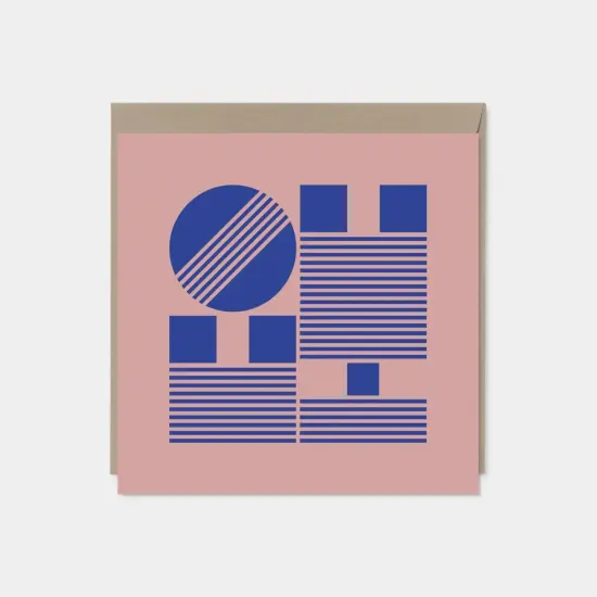 Oh Hi! Modern Geo Typography Card, Pink {1}