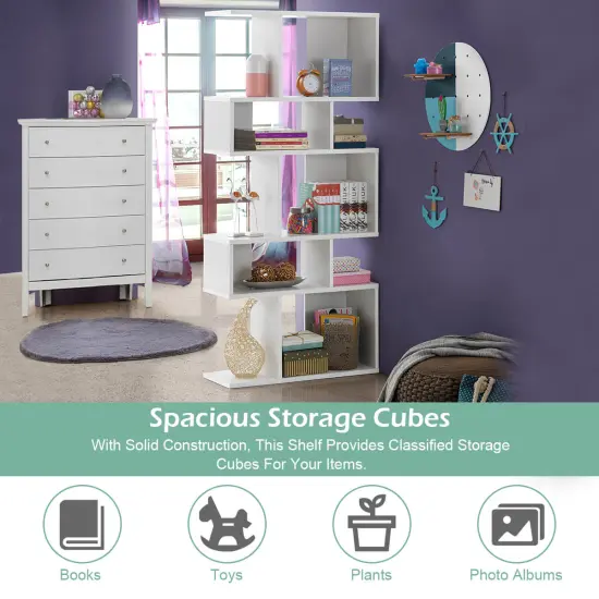 Costway 5 Cubes Ladder Shelf Freestanding Corner Bookshelf Display Rack Bookcase {6}