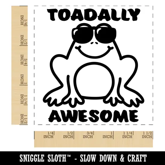 Toadally Totally Awesome Frog with Sunglasses Self-Inking Rubber Stamp Ink Stamper Red {1}