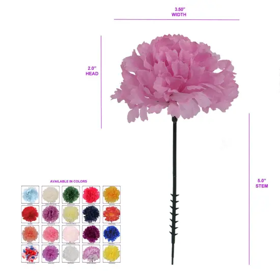 5" Violet Carnation Picks - 100-Pack, 3.5" Wide Blooms, Lifelike Artificial Flowers, Perfect for Bouquets, Wreaths & Crafts - Spring & Event D&eacute;cor, Floral Home by Artificial Flowers {4}