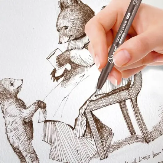 12 Assorted Sizes Drawing Pens with Bonus Pouch Bag, Water-Resistant Archival and Pigment Ink Art Pens, Precision Drawing and Sketching Kit {5}