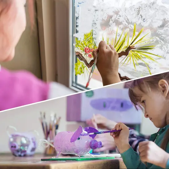 12 Pieces Stained Glass Paint Kit with Palette,Transparent Glass Window Paint Acrylic Paint Set Great for Wine Bottle, Light Bulbs, Ceramic ( 12ml) {5}