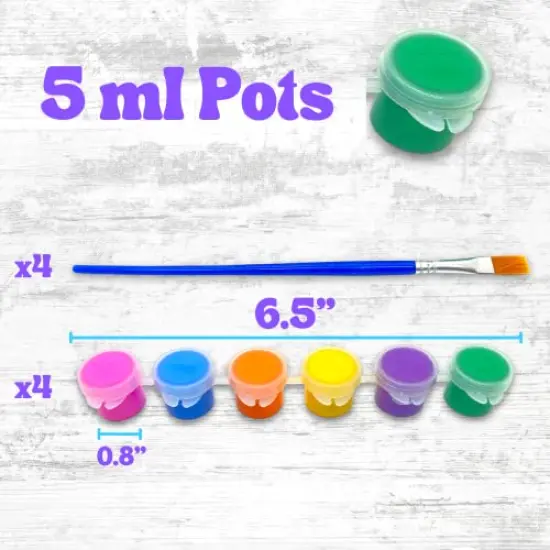 [4 Pack] Washable Acrylic Paint Pots with Brush - Set of 4 Paint Pots with 6 Colors per Set - Tropical Colors - Great for Kids DIY Arts and Crafts {5}