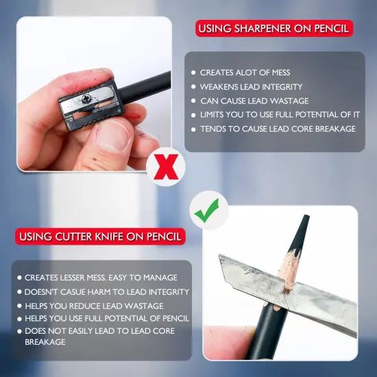 6 Pieces Professional Charcoal Pencils Drawing Set - Soft Medium and Hard Charcoal Pencils for Drawing, Sketching, Shading {6}