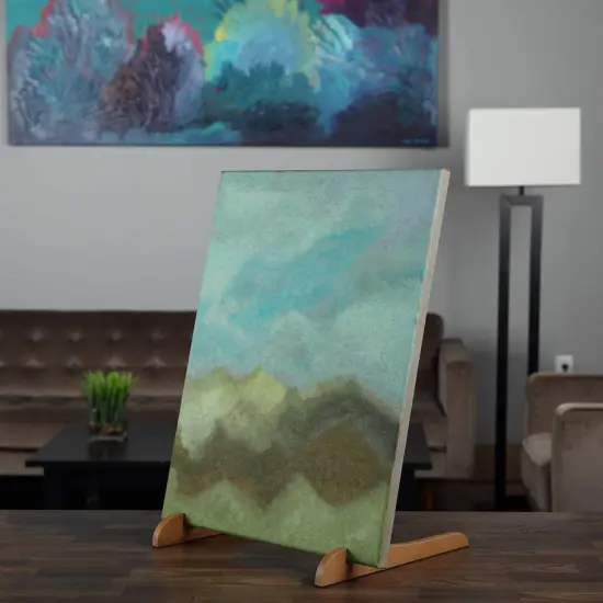 The Original Overby Tabletop Painting Easel, Portable Compact Easy Carry, Hold & Display Stretched Canvas Stable, 12" Inches, Natural Wood {5}