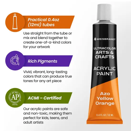 14 Colors, Ultra Color Arts & Crafts Acrylic Paints, Premium Quality Pigments, Matte Finish, 0.4oz/12 ml, Water-Based Acrylic Paint Set, for all Porous Surfaces {6}